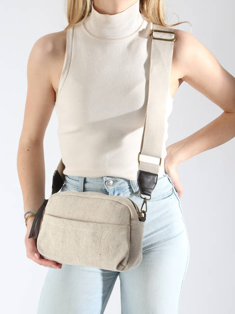 Cross Body Tas Mix Leopard Katoen Miniprix Beige mix leopard 6225 ander zicht 1