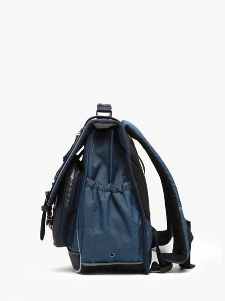 Boekentas 2 Compartimenten Cameleon Blauw vintage color CA38 ander zicht 2