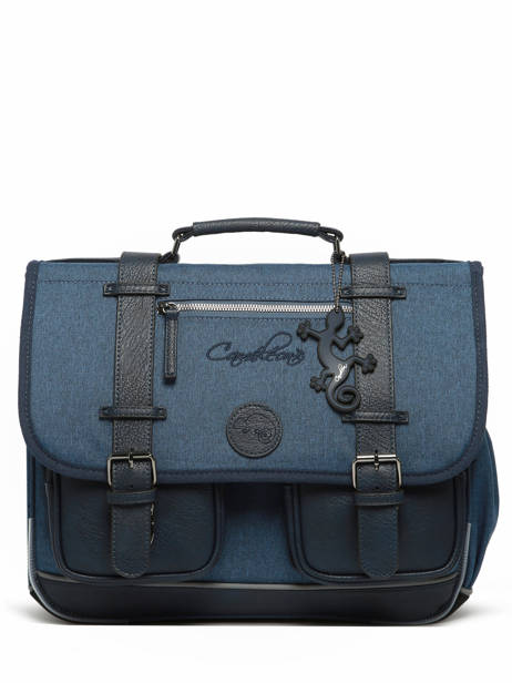Boekentas 2 Compartimenten Cameleon Blauw vintage color CA38 ander zicht 6