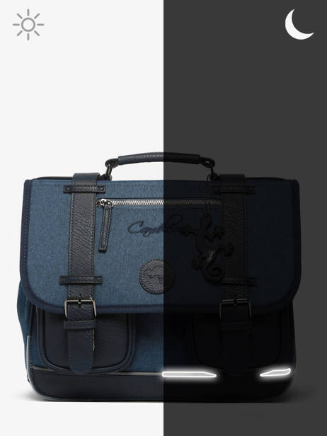 Boekentas 2 Compartimenten Cameleon Blauw vintage color CA38 ander zicht 7
