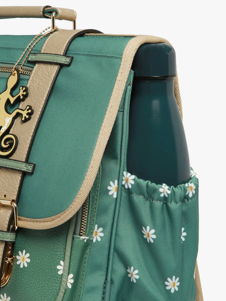 Boekentas Kinderen 3 Compartimenten Cameleon Groen vintage fantasy CA41 ander zicht 5