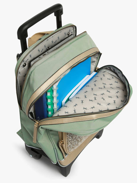 Rugzak Op Wieltjes 2 Compartimenten Cameleon Groen vintage fantasy SR40 ander zicht 3