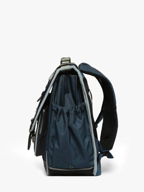 Boekentas Kinderen 3 Compartimenten Cameleon Blauw vintage urban CA41 ander zicht 2