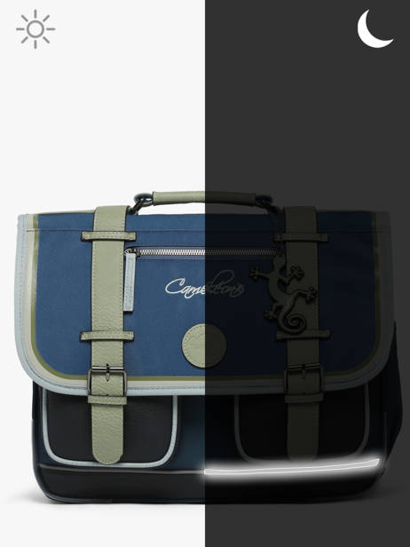 Boekentas Kinderen 3 Compartimenten Cameleon Blauw vintage urban CA41 ander zicht 8