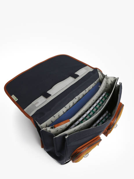 Boekentas Kinderen 3 Compartimenten Cameleon Blauw vintage urban CA41 ander zicht 3