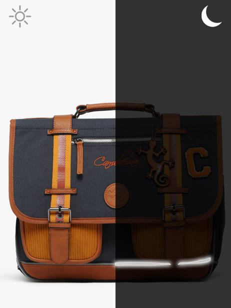 Boekentas Kinderen 3 Compartimenten Cameleon Blauw vintage urban CA41 ander zicht 8