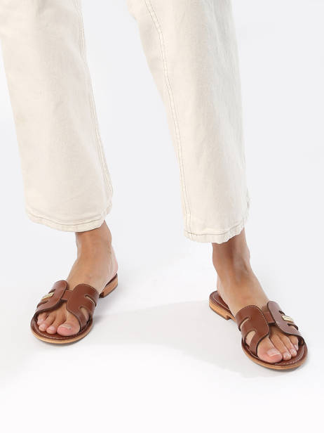 Slippers Damia Uit Leder Les tropeziennes Bruin women DAMIA ander zicht 1