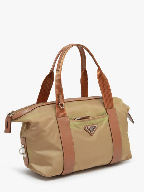 Preloved Tessuto Handtas Leder En Nylon Prada Beige second life 1210372 ander zicht 3