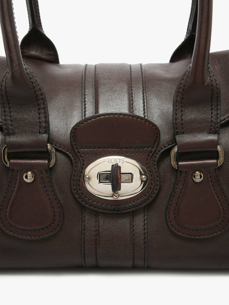Preloved Tod's Turnlock Tote Leder Tod's Bruin second life 437072 ander zicht 2