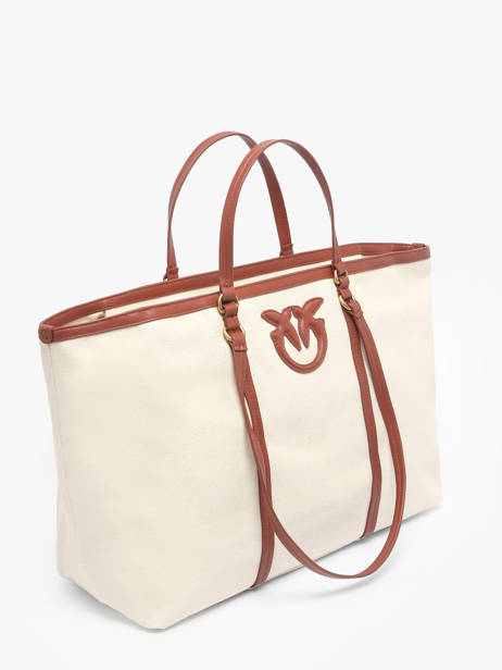 Schoudertas Logo Shopper Katoen Pinko Beige logo shopper 4715A2G2 ander zicht 1
