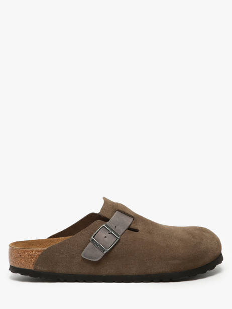 Slippers Boston Concrete Gray Uit Leder Birkenstock Grijs men 1029210