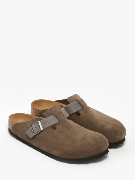 Slippers Boston Concrete Gray Uit Leder Birkenstock Grijs men 1029210 ander zicht 2