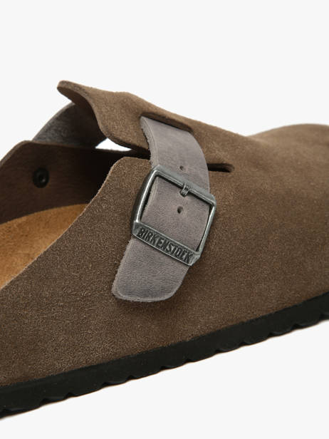 Slippers Boston Concrete Gray Uit Leder Birkenstock Grijs men 1029210 ander zicht 3