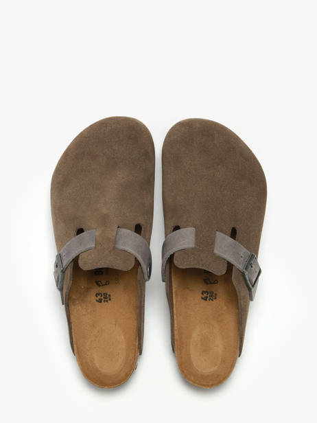 Slippers Boston Concrete Gray Uit Leder Birkenstock Grijs men 1029210 ander zicht 4