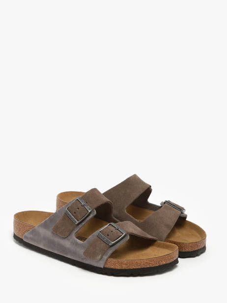 Slippers Arizona Concrete Gray Uit Leder Birkenstock Grijs men 1029159 ander zicht 1