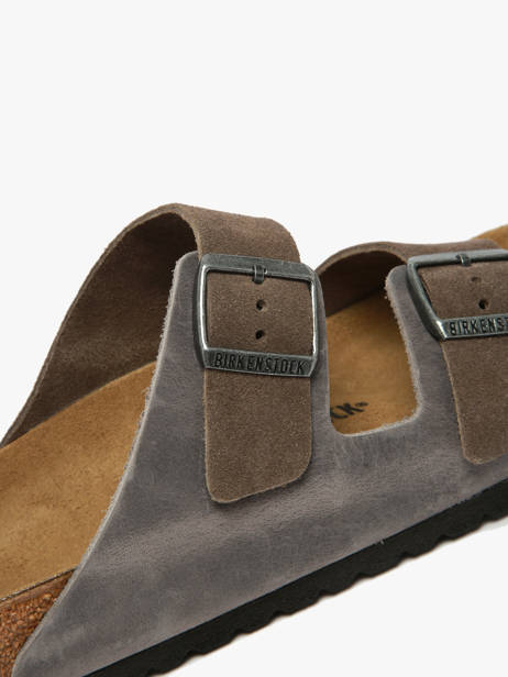 Slippers Arizona Concrete Gray Uit Leder Birkenstock Grijs men 1029159 ander zicht 2