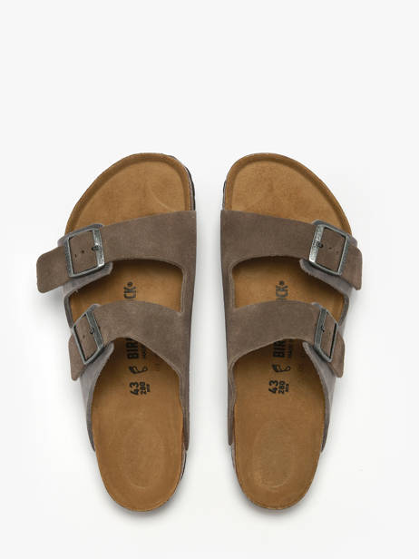 Slippers Arizona Concrete Gray Uit Leder Birkenstock Grijs men 1029159 ander zicht 3