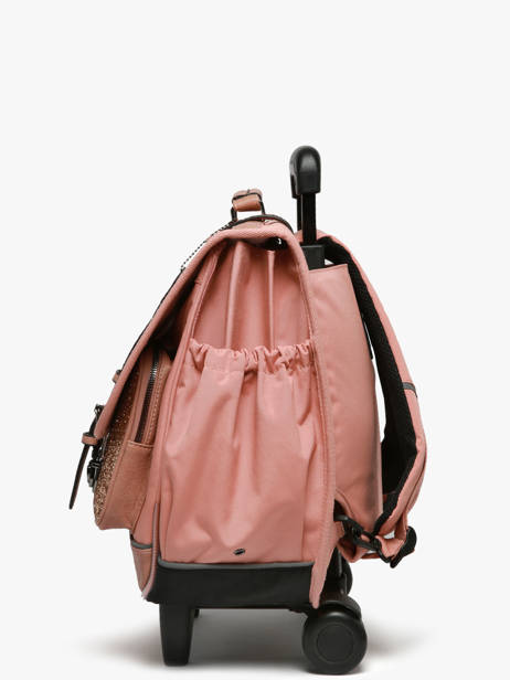 Boekentas Op Wieltjes 3 Compartimenten Cameleon Roze vintage fantasy CR41 ander zicht 2