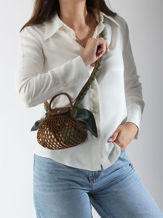 Longchamp Le pliage filet crochet Cross bodytas Bruin