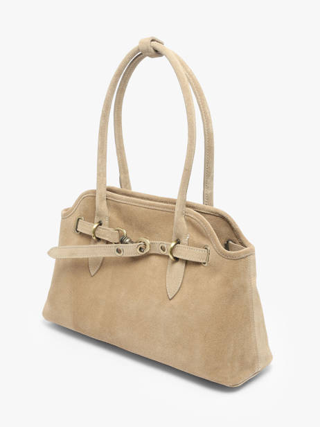 Schoudertas Velvet Leder Milano Beige velvet VE260610 ander zicht 2