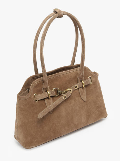 Schoudertas Velvet Leder Milano Beige velvet VE260610 ander zicht 2