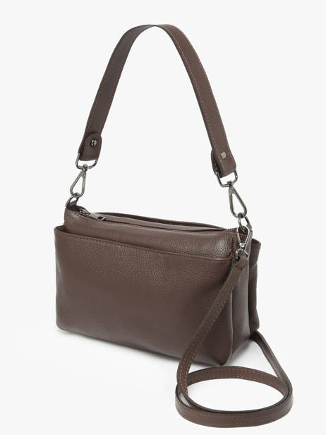 Cross Body Tas Caviar Leder Milano Bruin caviar CA25066 ander zicht 2