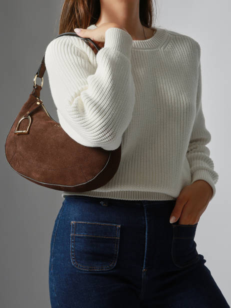 Schoudertas Altesse Suede Leder Etrier Bruin altesse suede EASU017M ander zicht 1