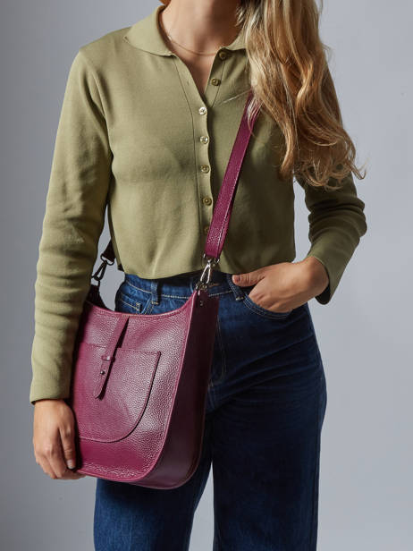 Cross Body Tas Caviar Leder Milano Rood caviar CA25068 ander zicht 1