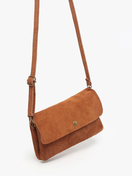 Cross Body Tas Velvet Leder Milano Bruin velvet VE23067 ander zicht 2