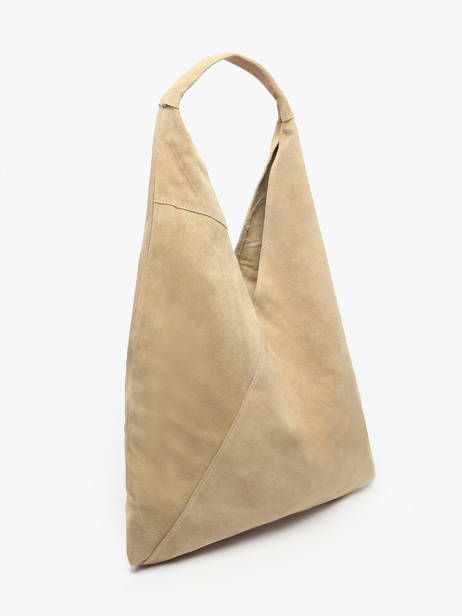 Schoudertas A4 Velvet Leder Milano Beige velvet VE25069 ander zicht 2