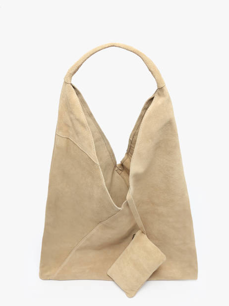 Schoudertas A4 Velvet Leder Milano Beige velvet VE25069 ander zicht 3