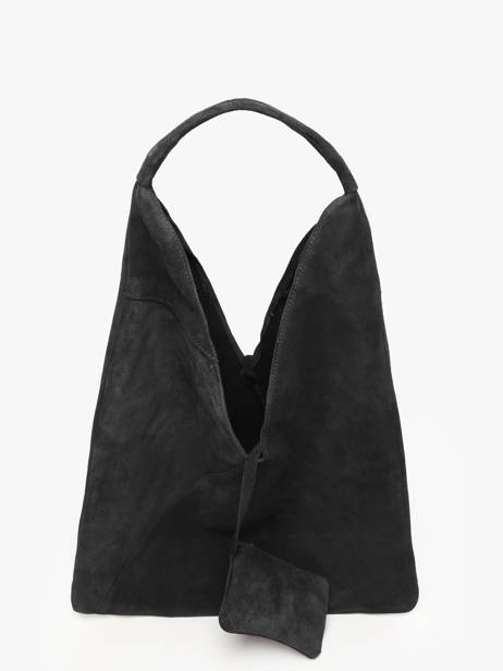 Schoudertas Velvet Leder Milano Zwart velvet VE25069 ander zicht 2