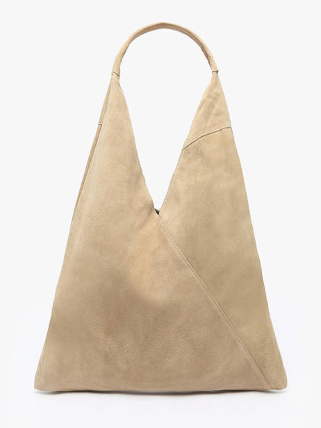 Schoudertas A4 Velvet Leder Milano Beige velvet VE25069 ander zicht 4