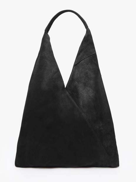 Schoudertas Velvet Leder Milano Zwart velvet VE25069 ander zicht 3