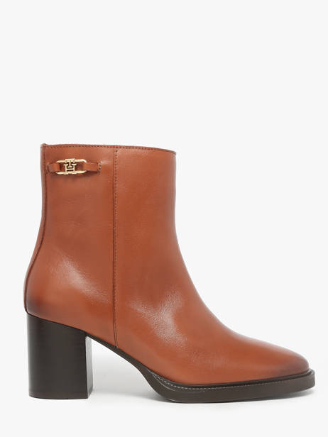 Enkellaarsjes Met Hak Uit Leder Tommy hilfiger Bruin women 8864GOC