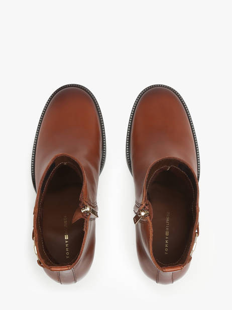 Enkellaarsjes Met Hak Uit Leder Tommy hilfiger Bruin women 8864GOC ander zicht 3