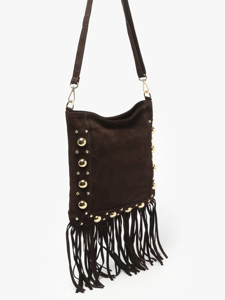 Cross Body Tas Velvet Leder Milano Bruin velvet VE25061 ander zicht 1