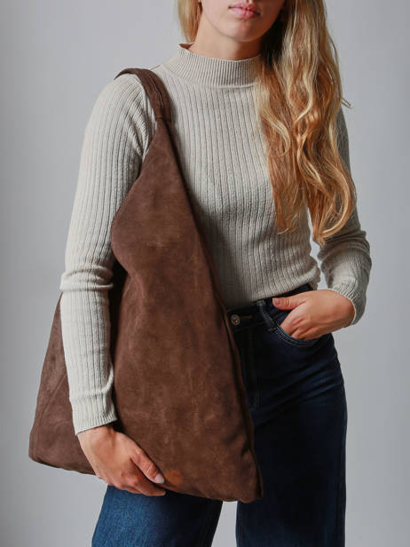 Schoudertas A4 Velvet Leder Milano Bruin velvet VE25069 ander zicht 1