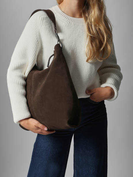 Schoudertas Leather Leder Biba Bruin leather JAP2L ander zicht 1