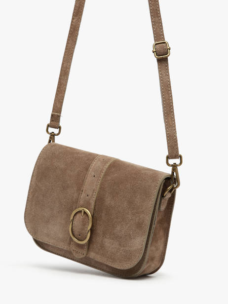 Cross Body Tas Velvet Leder Milano Bruin velvet VE25063 ander zicht 2