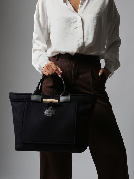 Longchamp Le roseau toile duffle coat Handtas Blauw