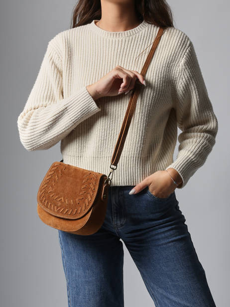 Cross Body Tas Velvet Leder Milano Bruin velvet VE25062 ander zicht 1