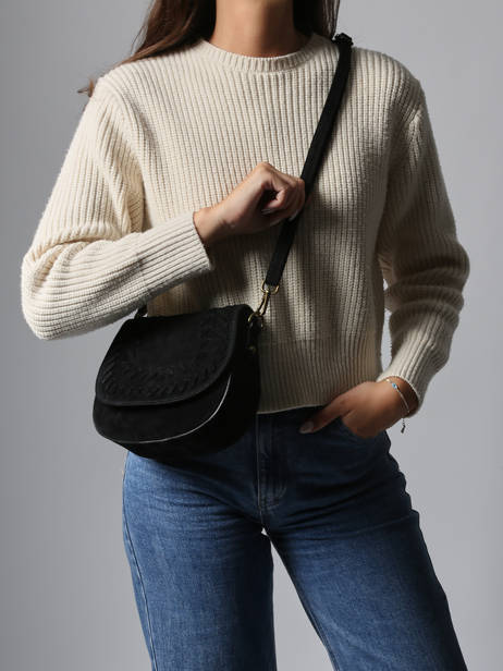 Cross Body Tas Velvet Leder Milano Zwart velvet VE25062 ander zicht 1