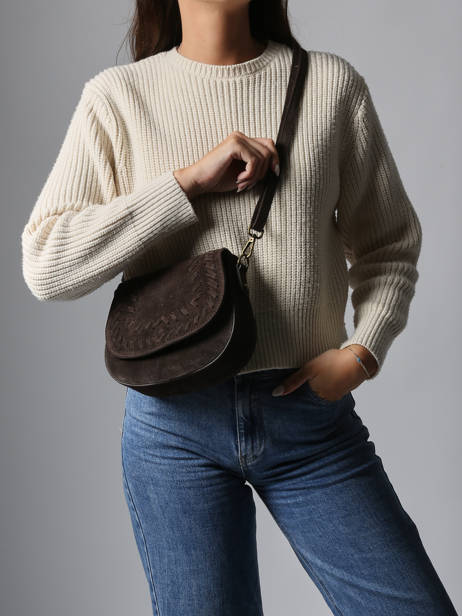 Cross Body Tas Velvet Leder Milano Bruin velvet VE25062 ander zicht 1