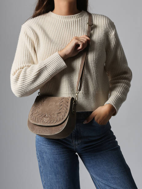 Cross Body Tas Velvet Leder Milano Bruin velvet VE25062 ander zicht 1