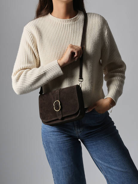 Cross Body Tas Velvet Leder Milano Bruin velvet VE25063 ander zicht 1