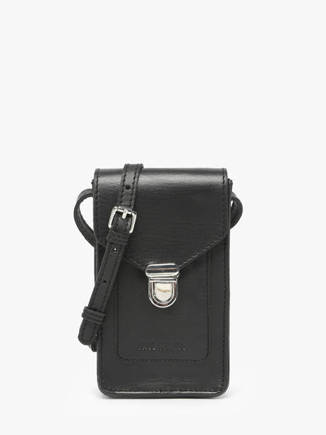 Telefoontas Leder Paul marius Zwart vintage TELEPHON