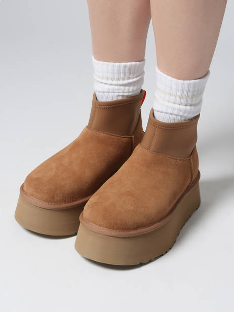 Boots Met Platformzool Classic Mini Dipper Uit Leder Ugg Bruin accessoires 1168170 ander zicht 1