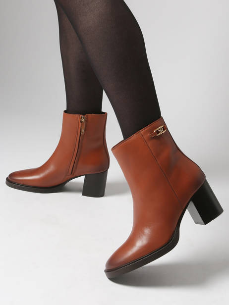 Enkellaarsjes Met Hak Uit Leder Tommy hilfiger Bruin women 8864GOC ander zicht 1