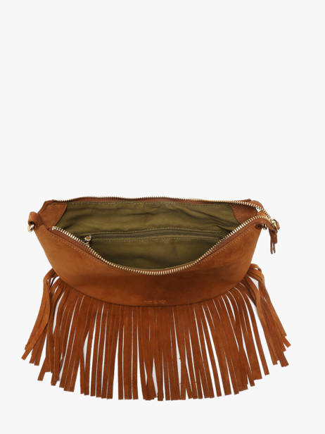 Schoudertas Lune Leder Met Franjes Nat et nin Bruin vintage FRA ander zicht 2